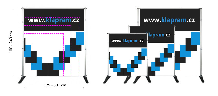 Vypnutí potištěného banneru do konstrukce BANNER WALL