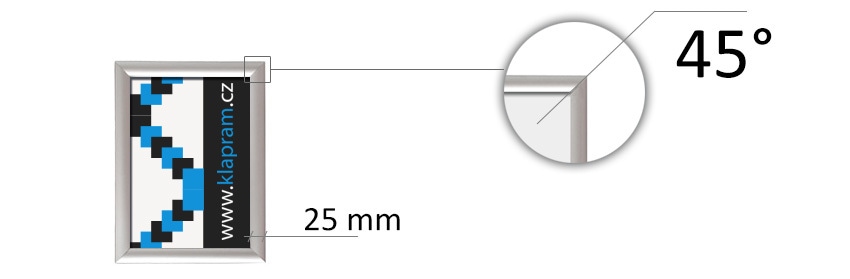 Klaprám zaklapávací plakátový rám profil 25 mm - schéma