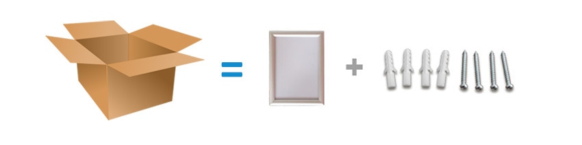 Obsah balení klaprámu - rám, fólie a montážní set