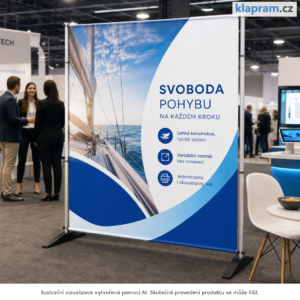BANNER WALL – bannerová prezentační stěna s tiskem – Lifestyle – AI vizualizace