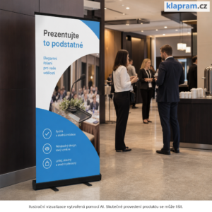 Černý roll up Entry R Banner Black s tiskem – Lifestyle – AI vizualizace