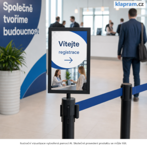 Držák cedule A4 na zahrazovací sloupek – Lifestyle – AI vizualizace