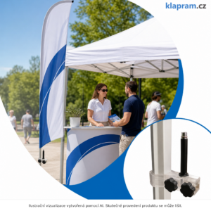 Držák vlajky na nůžkový stan – Lifestyle – AI vizualizace