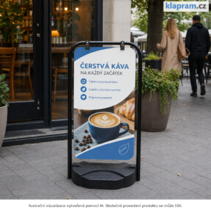 Kývací chodníková tabule s vodní základnou – Lifestyle – AI vizualizace