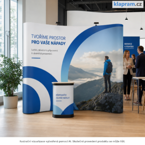 Levná pop up stěna Generic s tiskem – Lifestyle – AI vizualizace