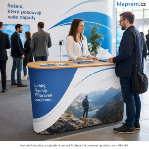 Magnetický pop up pult s potiskem 2×1 a 2×2 – Lifestyle – AI vizualizace
