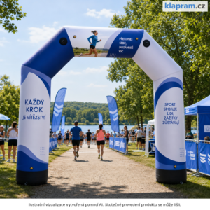Nafukovací reklamní brána s potiskem – 3×3 a 3×5 m – Lifestyle – AI vizualizace