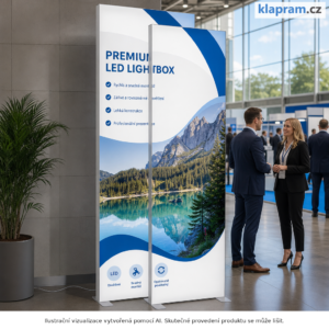Nástavec výšky LED lightboxu Premium na 240 cm – Lifestyle – AI vizualizace