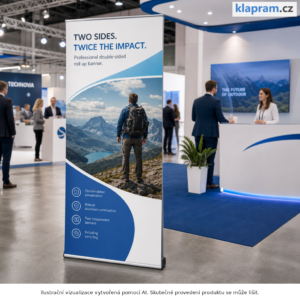 Oboustranný roll up Popular Twin R Banner s tiskem – Lifestyle – AI vizualizace