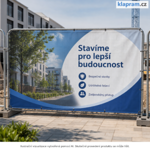 Plachta na stavební plot s potiskem 337,5 × 178 cm – Lifestyle – AI vizualizace