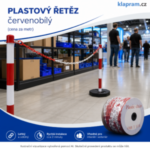 Plastový řetěz červenobílý (cena za metr) – Lifestyle – AI vizualizace