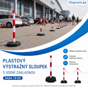 Plastový výstražný sloupek s vodní základnou (sada 10 ks) – Lifestyle – AI vizualizace