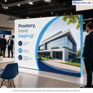 Podsvícená textilní stěna SEG – backdrop a press wall – Lifestyle – AI vizualizace