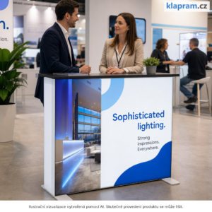 Podsvícený LED pult s potiskem – Lifestyle – AI vizualizace