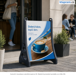 Přenosná chodníková tabule s vodní základnou – Lifestyle – AI vizualizace