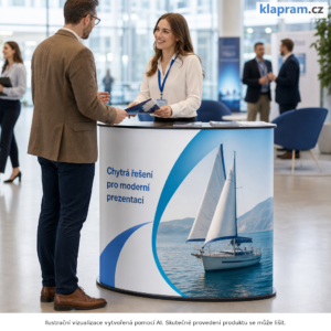 Promo stolek EXCLUSIVE velký s potiskem – Lifestyle – AI vizualizace