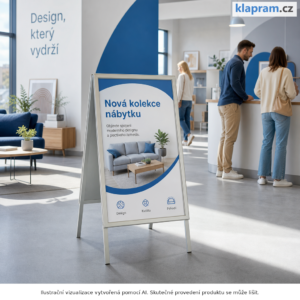 Reklamní stojan A (áčko) STANDARD – profil 25 mm – Lifestyle – AI vizualizace