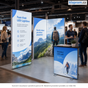 Skládací LED lightbox Fast-Fold s potiskem – Lifestyle – AI vizualizace