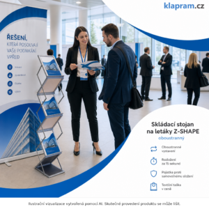 Skládací stojan na letáky Z-SHAPE – oboustranný – Lifestyle – AI vizualizace
