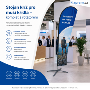 Stojan kříž pro muší křídla – komplet s rotátorem – Lifestyle – AI vizualizace