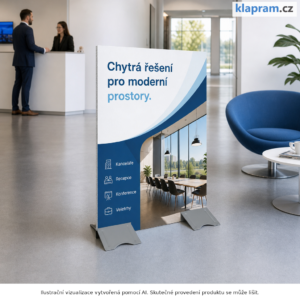 Stojan na pevnou desku – šířka 30 až 100 cm – Lifestyle – AI vizualizace
