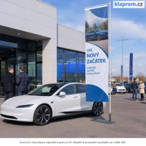 Teleskopická vlajka pod kolo auta 4 m s potiskem – Lifestyle – AI vizualizace