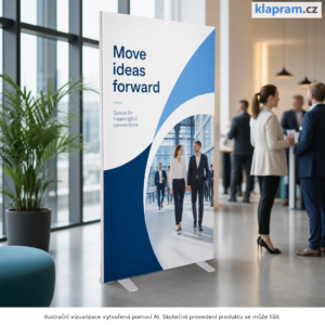 Textilní rám SEG s potiskem – 85, 100 a 150 cm – Lifestyle – AI vizualizace