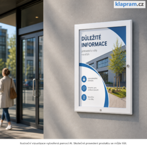 Uzamykatelná nástěnka A3, A2 a A1 – i do exteriéru – Lifestyle – AI vizualizace