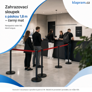Zahrazovací sloupek s páskou 1,8 m – černý mat – Lifestyle – AI vizualizace