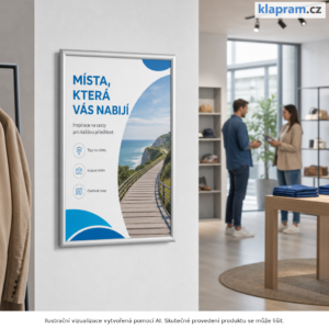 Zaklapávací rám na plakát Economy – A4 až A0 – Lifestyle – AI vizualizace